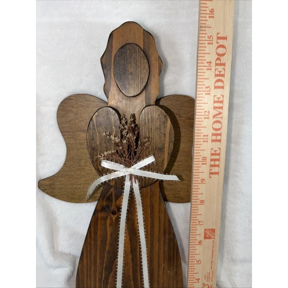 Handcrafted‎ primitive Rustic Angel Wall Hanging 3D layered Farmhouse Folk art